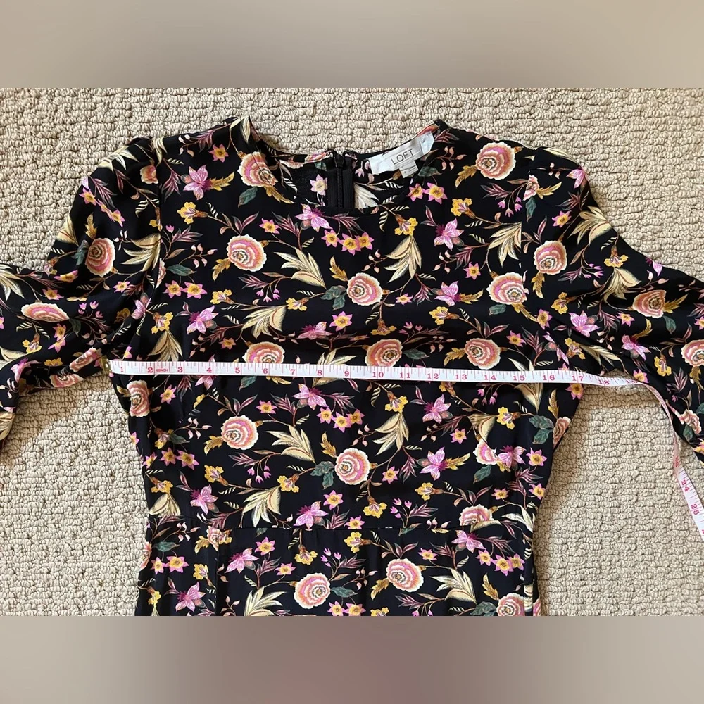 LOFT Black Floral Dress - Size 4 - Picture 2 of 7